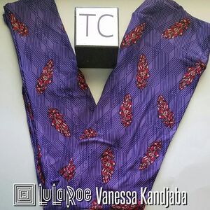 LuLaRoe TC Leggings Purple Feathers NEW